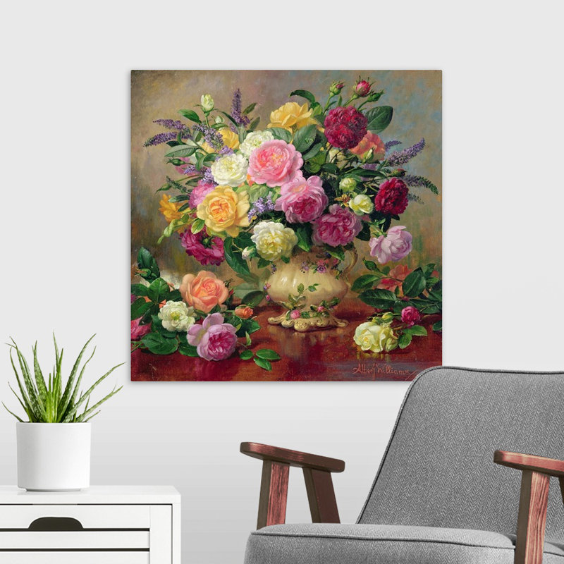 «Alexica Roses from a Victorian Garden» par Albert Williams, reproduction d'art, H 24 po x l 24 po x P 1,25 po, Toile