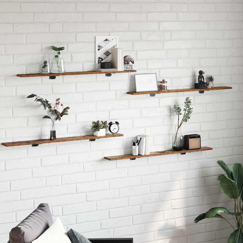 Bookshelf Board Extra Shelf Replacement Panel DIY Board Engineered Wood, (4 Shelves) 1.5cm H x 100cm W x 10cm D, Light Brown 