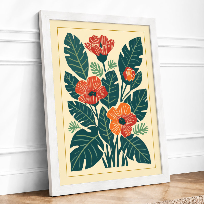 Potted Bloom Botanical - Framed Print, A2 - 59.4 x 42.0 cm, White