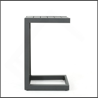 CAPE CORAL ALU C-SHAPED PATIO SIDE TABLE, WEATHER-RESISTANT AND VERSATILE FOR OUTDOOR USE by Ebern Designs