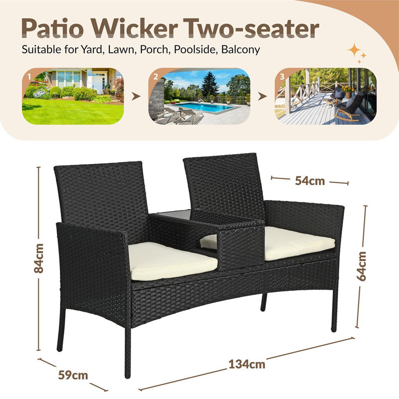 0cm Wide Loveseat, Beige