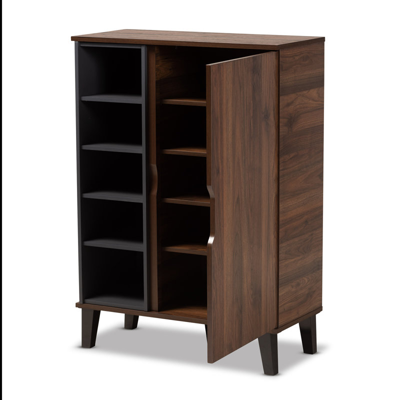 Ketter 15 Pair Shoe Storage Cabinet, Walnut Brown