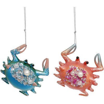Ornement suspendu 3 "x 1" Spring Jewel Crabs