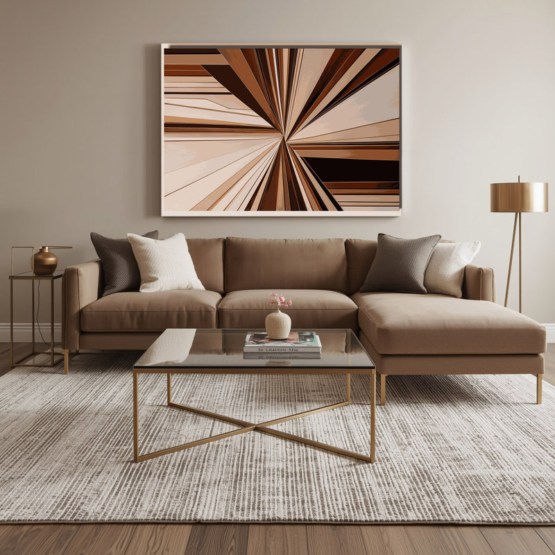 «Geometric Abstraction 85», art mural sur toile beige, H 12 po x l 18 po