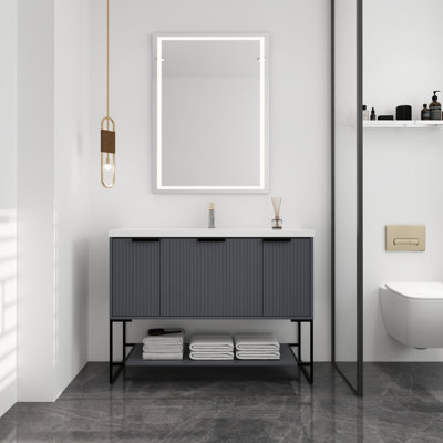 48 Inch Freestanding Bathroom Vanity With Resin Basin,48X18