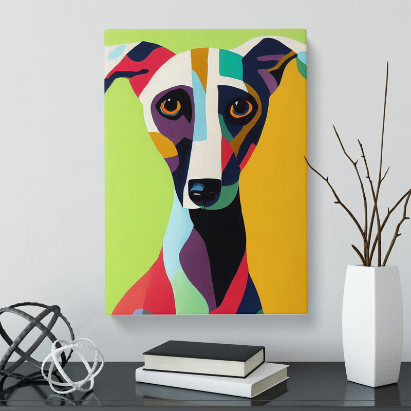 CAN-V0523-2874X Whippet In Abstract Vol.2 - Wrapped Canvas Print, 50cm H x 35cm W