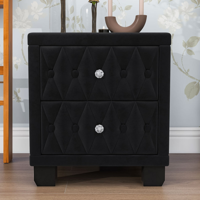 Table de chevet 2 tiroirs Modern, Noir