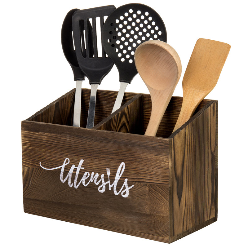 2 Compartments Kitchen Utensil Holder Caddy
