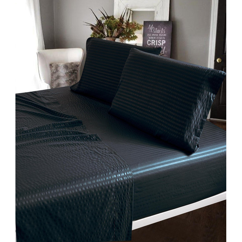 Ultra-Soft Aloe Vera Rayon From Bamboo Sheet Set - 4pc, Wrinkle-Free, Quick-Dry, King Sheet Set + 3 Additional Pieces, Black 
