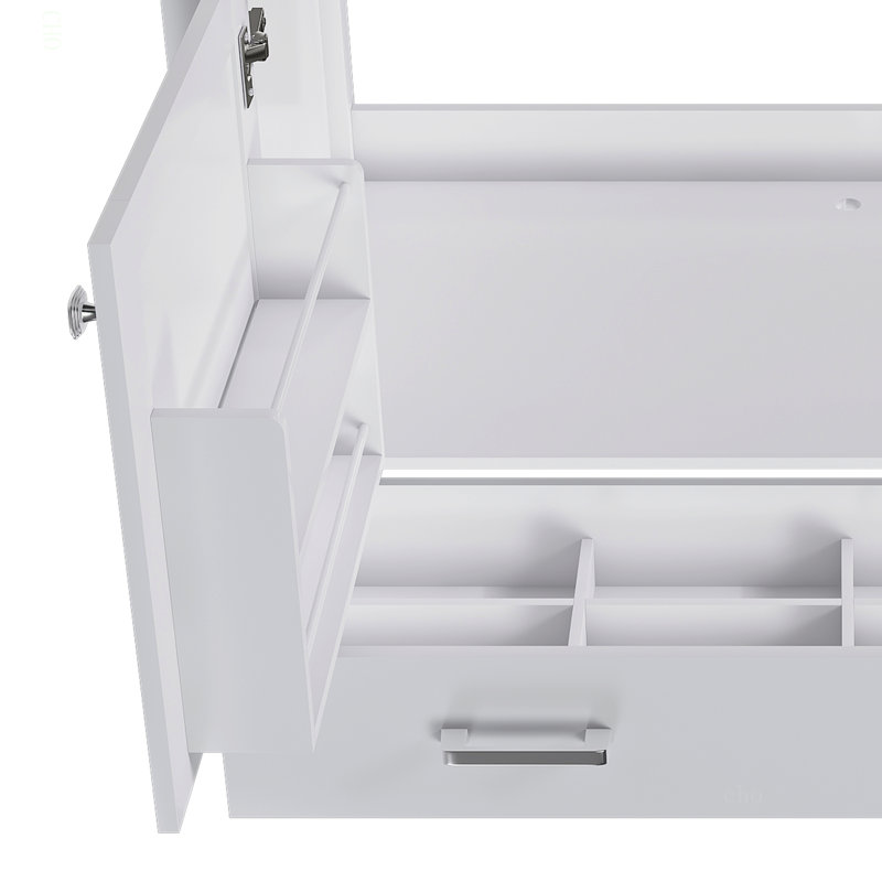 Meuble-lavabo 42 po sans lavabo, armoire de salle de bain multifonctionnelle avec portes et tiroir, cadre solide et panneau de fibres à densité moyenne (base seulement)