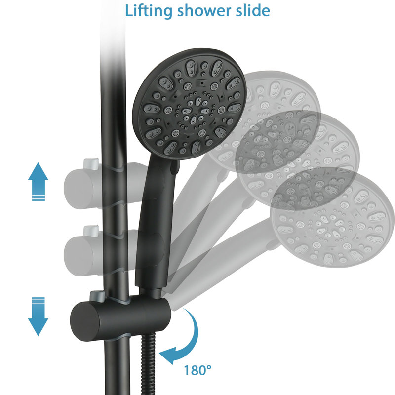 Minimalist Exposed Shower Set - Solid Brass Control Valve, Round Overhead Shower and Handheld Wand