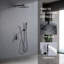 Pomme de douche à effet de pluie 10 po, robinet à main et buse autonettoyante, système mural bronze huilé, avec et robinets