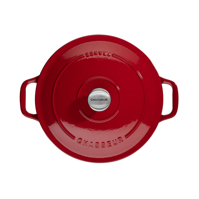 Symple Stuff Cast Iron Round Dutch Oven, Chilli Red, 1.8L