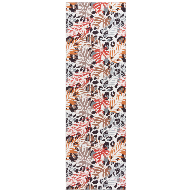 Tapis ivoire / rouille Amalea 826, Tapis de couloir 2 pi 6 po x 8 pi