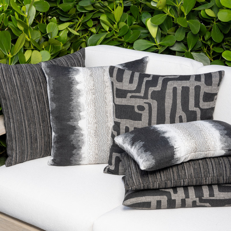 Resilience Sunbrella® Throw Square Indoor/Outdoor Pillow Cover & Insert by Elaine Smith, 20"H X 20"W, Charcoal