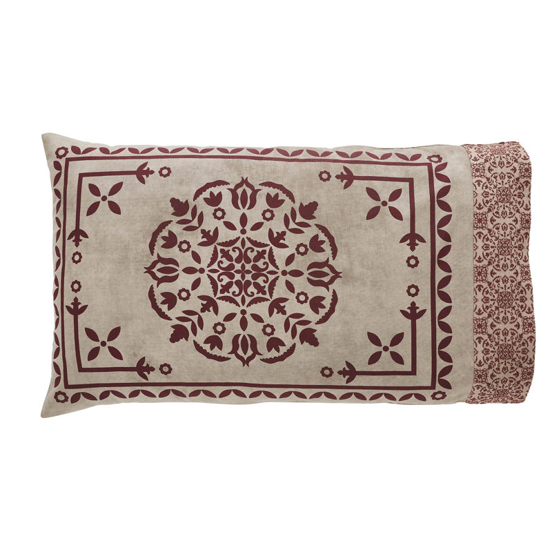 Custom House Cotton Blend Twill Geometric - Set of 2, Standard, Burgundy