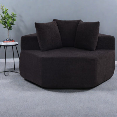 Chaises d'appoint modernes, salon modulaire hexagonal en chenille de 54 pouces pour la maison