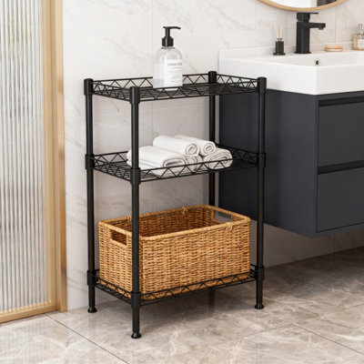 Étagère réglable à 3 niveaux en métal pour le salon et le bureau, 11,78 po de largeur, 23,39 po de hauteur, rangement pour salle de bain, réglable, 24,21 po de hauteur, conception américaine, cadre