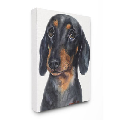 «Dachshund Puppy Dog Pet Animal Watercolor Peinture», impression sur toile
