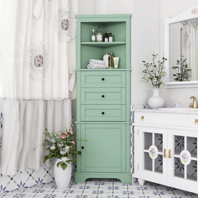 Armoire haute triangulaire à 3 tiroirs avec tablettes réglables pour la maison