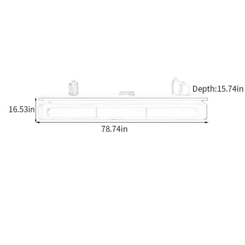 Meuble télé Minimalist Storage, H 16,53 po x L 78,74 po x l 15,74 po