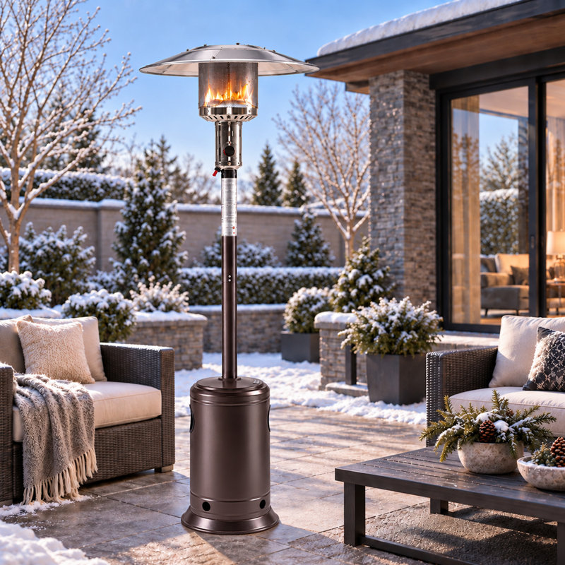 Chauffage de terrasse sur pied de 224 cm (88 po), chauffage extérieur au propane de 47 000 BTU pour cour et jardin, Moka
