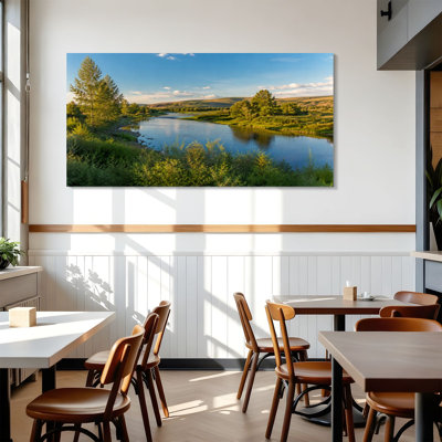 Canvas Wall Art Boise River Idaho Wall Decor for Living Room Bathroom Bedroom Office 24"H x 48"W Art Paintings, Ready to Hang
