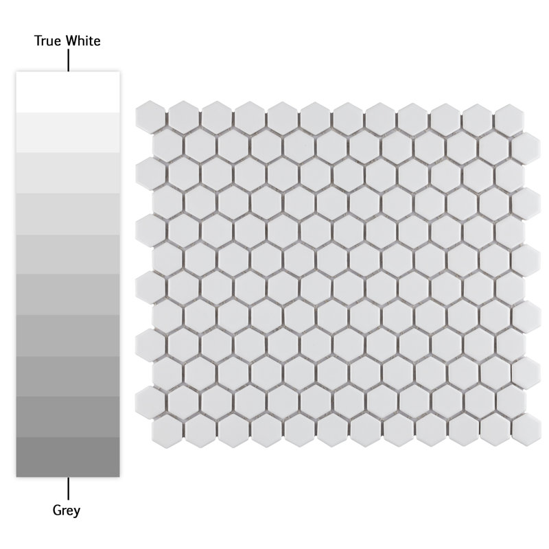Metro 1" Hex Matte White 10-1/4" x 11-7/8" Porcelain Mosaic Tile