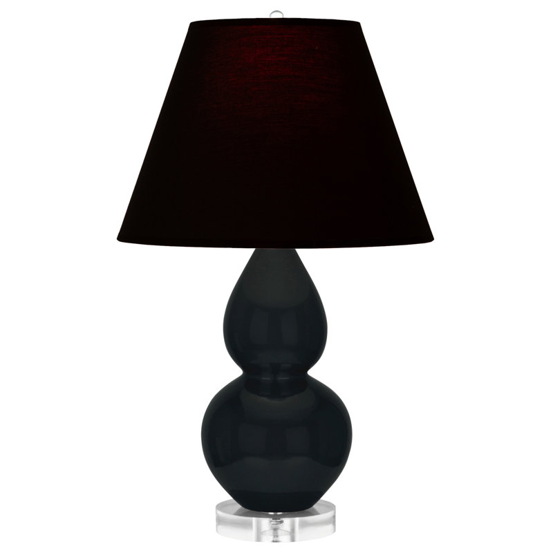 Petite lampe d'appoint à double gourde, Obsidienne, Noir / Rouge