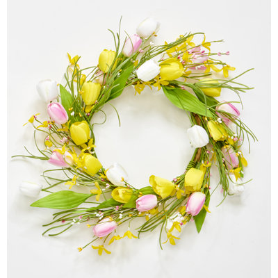 20" Artificial Spring Tulip Wreath