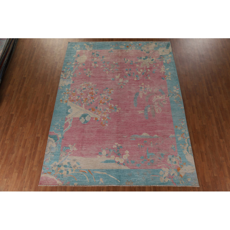 Tapis art déco rose 9 x 12