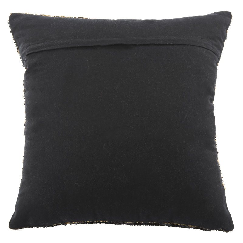 Gold and Black Sequined 18" Square Throw Pillow