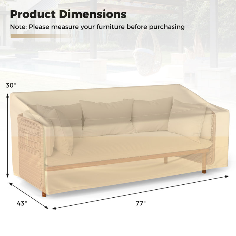Arlmont & Co. Patio 3-seater Sofa Cover Outdoor Deep Sofa Cover W/ Handles & Air Vents Heavy Duty Patio Bench Cover