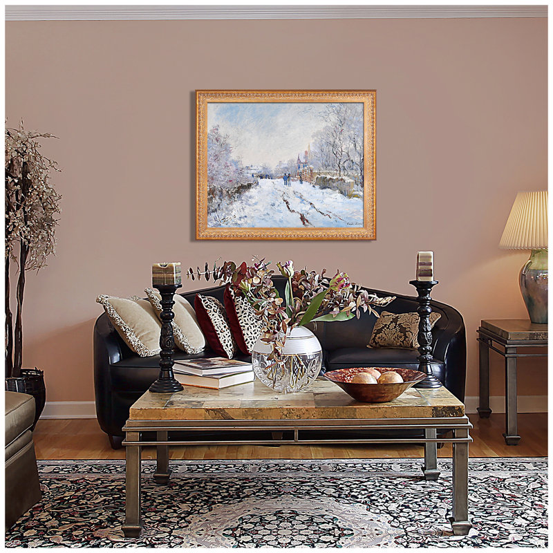«Monet Snow at Argenteuil 1875» par Claude Monet, reproduction sur toile, H 34,5 po x l 28,5 po x P 0,75 po, Cadre doré