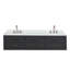 Ensemble de meuble-lavabo double noir l 80 po x P 22 po, comptoir en quartz blanc et robinet-596619965-596619966