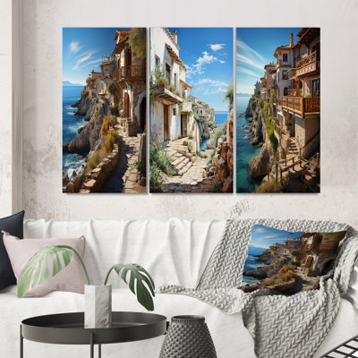 "Falaises dramatiques en Espagne", 3 pièces sur toile