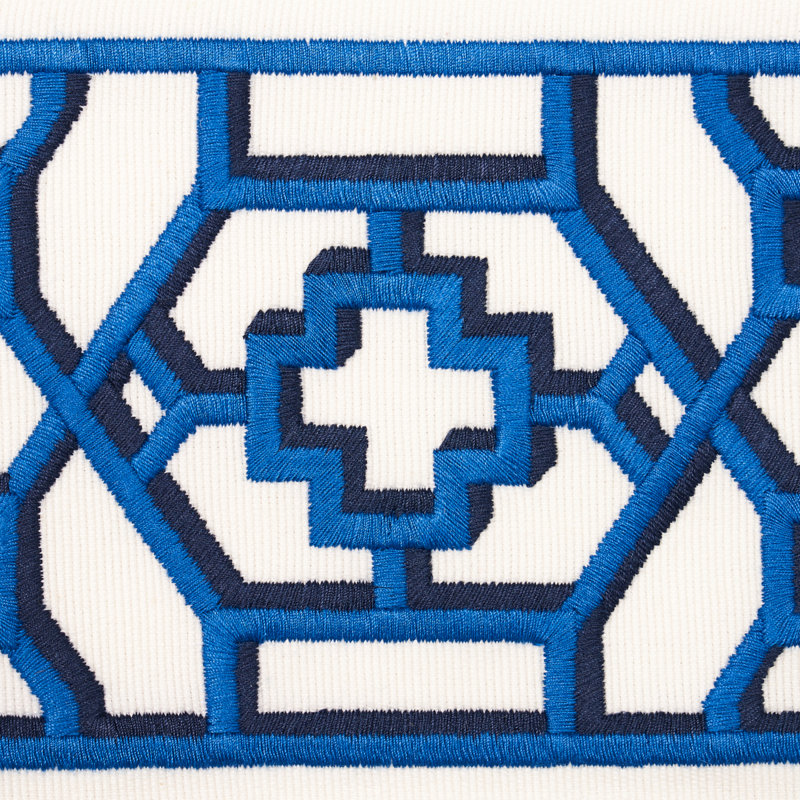 Schumacher x Mary McDonald Zanzibar Trellis Tape, Blue