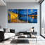 Abstract Starry Night Café Terrace River Scene Set of 3 Canvas Wall Art Prints-1614804015