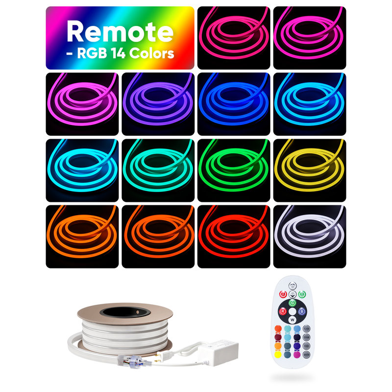Shine Decor 120V Waterproof LED RGB Neon Rope Lights with Remote, 396" L
