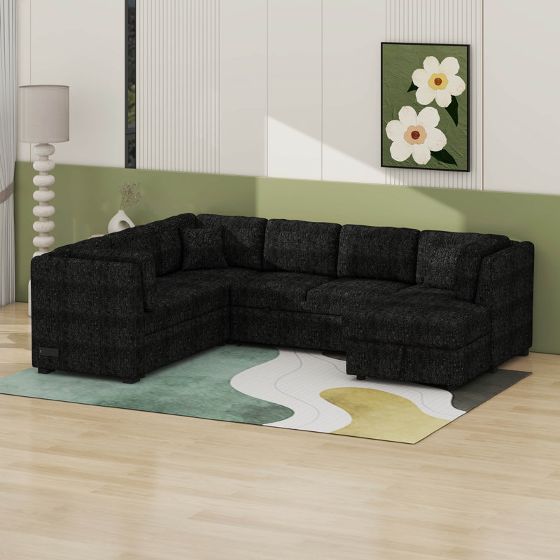 Lit gigogne escamotable avec port de charge USB et deux prises de courant, chaise de rangement et trois oreillers, Noir