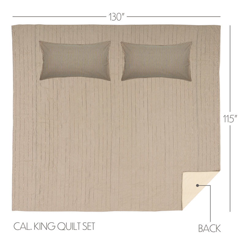 Sawyer Mill Striped Coverlet, California King Quilt + 2 Shams