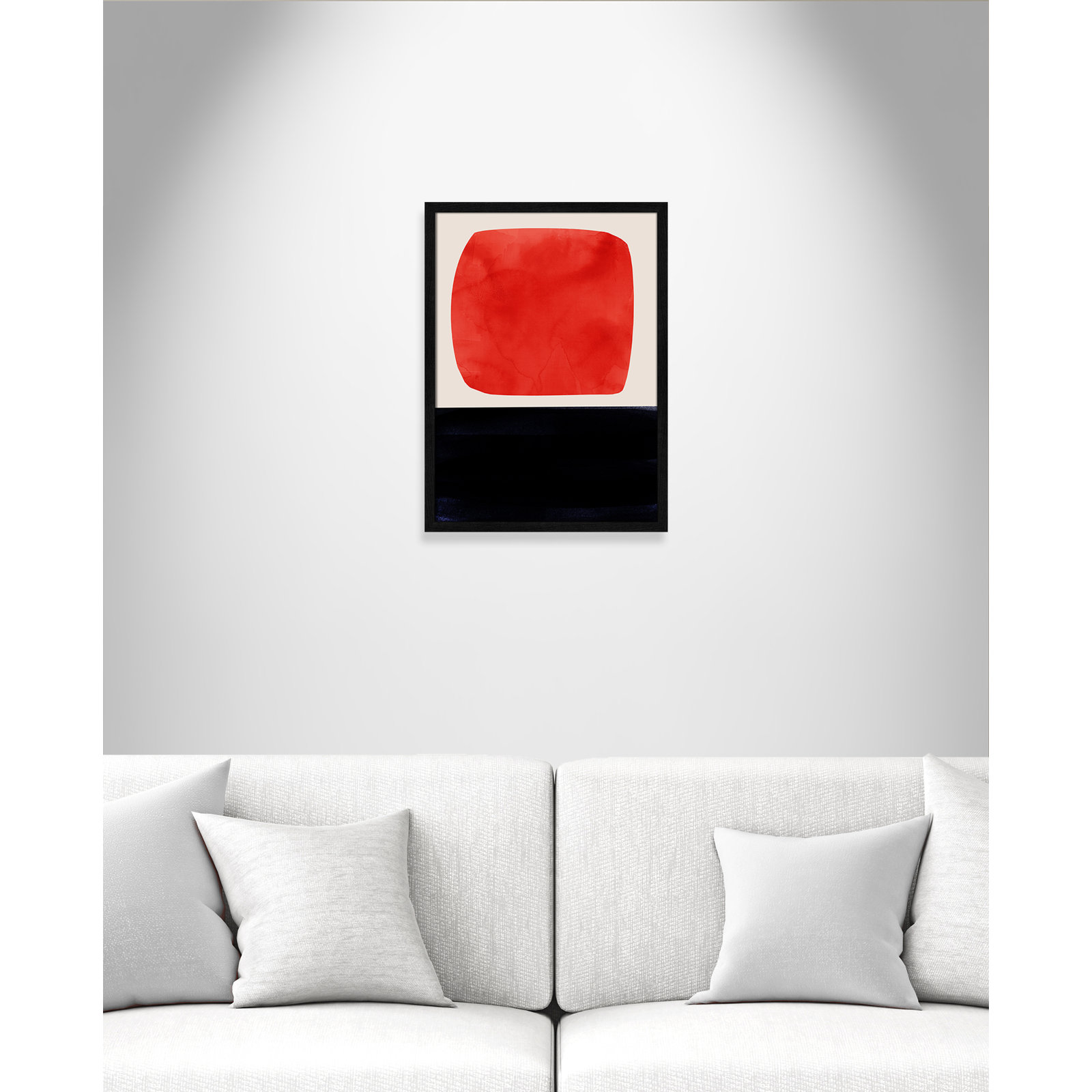Boxed-Red Print by Aoibhne Hogan, 23" H x 17" W x 0.75" D, Black Wood Grain Paper