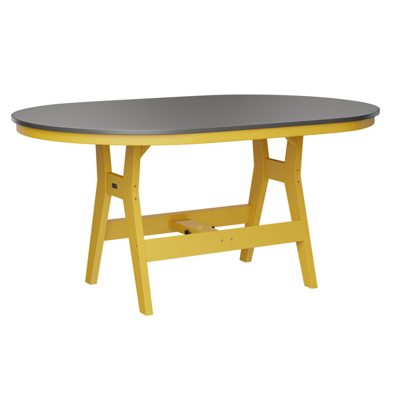 Table de bar berlinoise Berlin, Acier inoxydable martelé, H 38,87 po x l 64 po x P 44 po, Jaune soleil levant