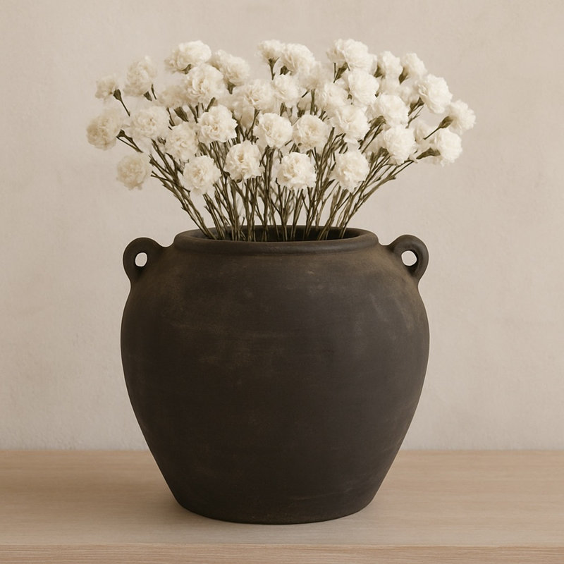 Black 13'' Indoor / Outdoor Earthenware Jar