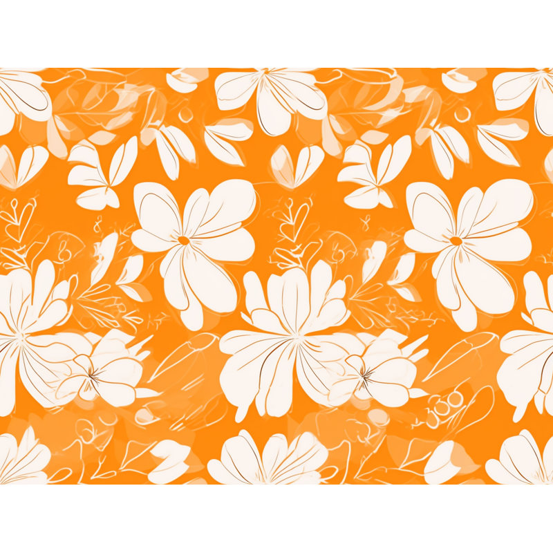 Motif de rideaux à motif floral orange - 6064, L 20 po x L 61 po
