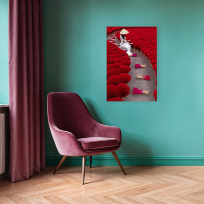 Vietnamese Red Incense Traditional Vibrant Wall Art