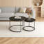 Ensemble de tables basses gigognes 2 pièces, tables d'appoint rondes en marbre 27,6 po avec structure en métal robuste, blanc