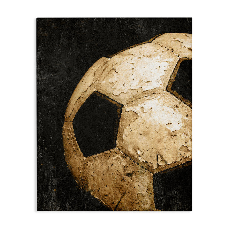 Toile rétro avec ballon de soccer, design par Kim Allen, H 48 po x l 36 po