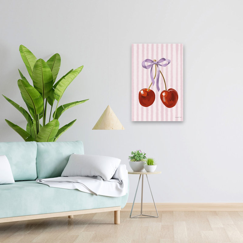 Charmante cerise - art contemporain de cerises à nœuds, H 24 po x l 16 po