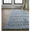 Tapis rectangulaire bleu / vert / gris en viscose touffeté à la main à motif abstrait Pagur-1650673497